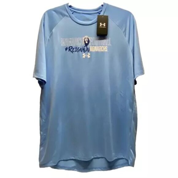 Under Armour Monarch Football Large Old Dominion ODU Carolina Blue Tech Tee NWT - Picture 1 of 14